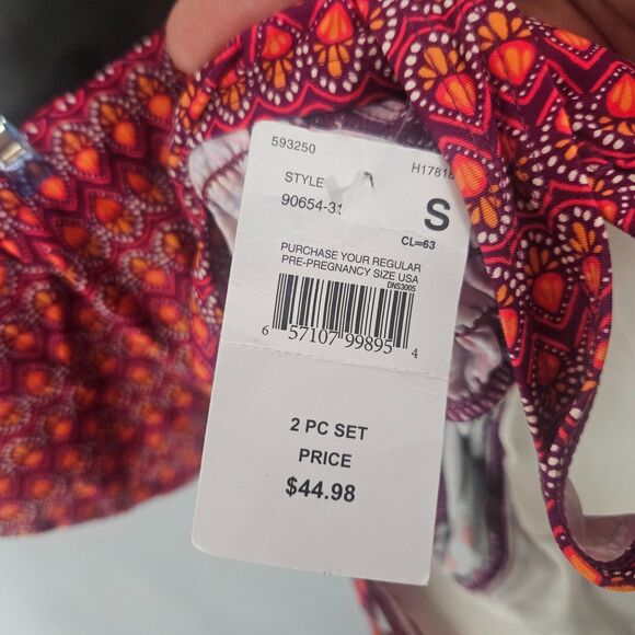 New Beach Bump Tankini Set Size Small Maternity 2 Peice Set Rouched - Picture 3 of 6